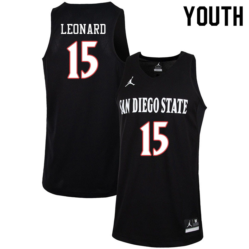 Jordan Brand Youth #15 Kawhi Leonard San Diego State Aztecs College Basketball Jerseys-Black